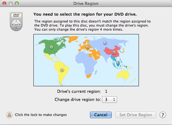 Changer le code régional DVD sur Mac