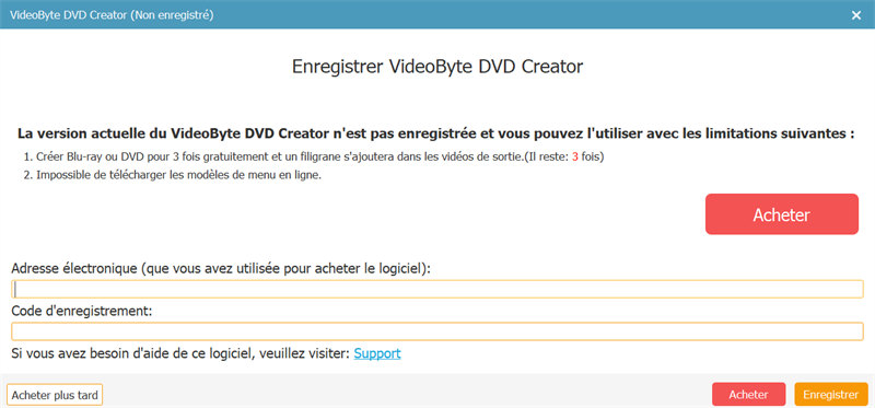 Enregistrer VideoByte Créateur DVD