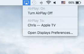 mac menu déroulant airplay option recopie de l'écran