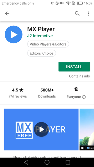 mx player pour android